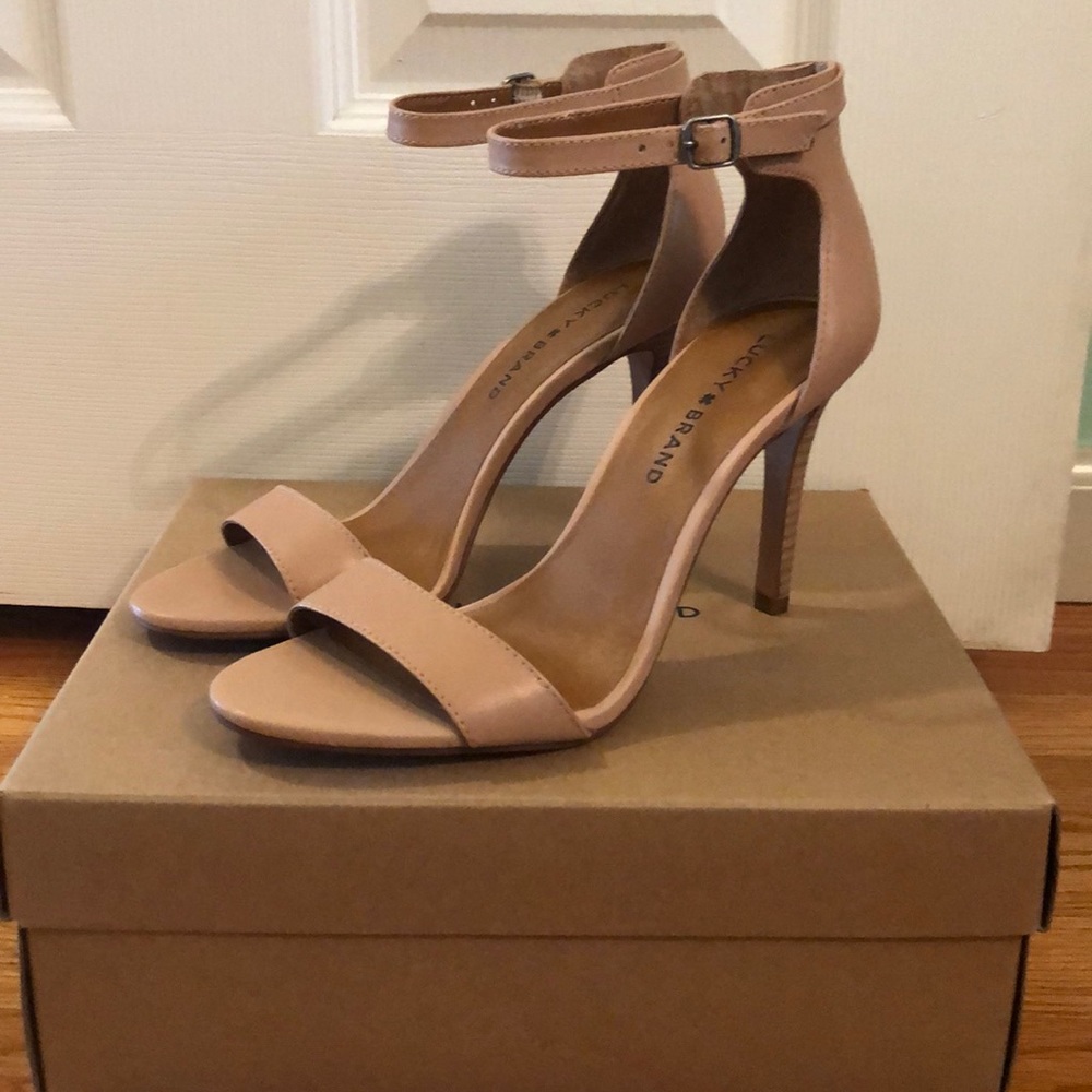 Tan heels with ankle strap